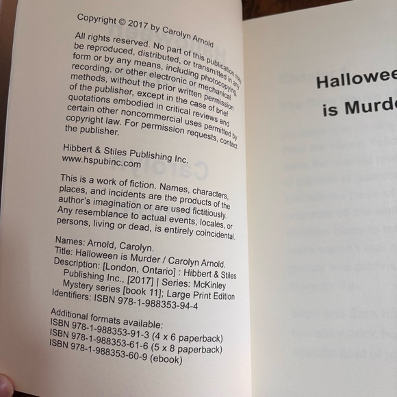 Halloween is Murder Carolyn Arnold Large Print Paperback - Picture 3 of 9